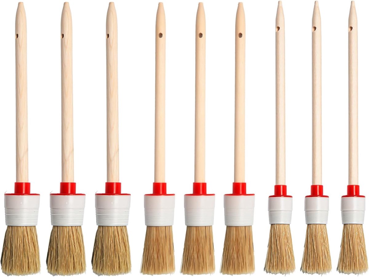 Ronde borstelkwastenset, Ø 20 mm/25 mm/30 mm, ronde kwast, natuurlijke haren, ringkwast, ronde lakkwast voor thuisgebruik, meubels, autoreiniging, schilderen muren (3 maten)