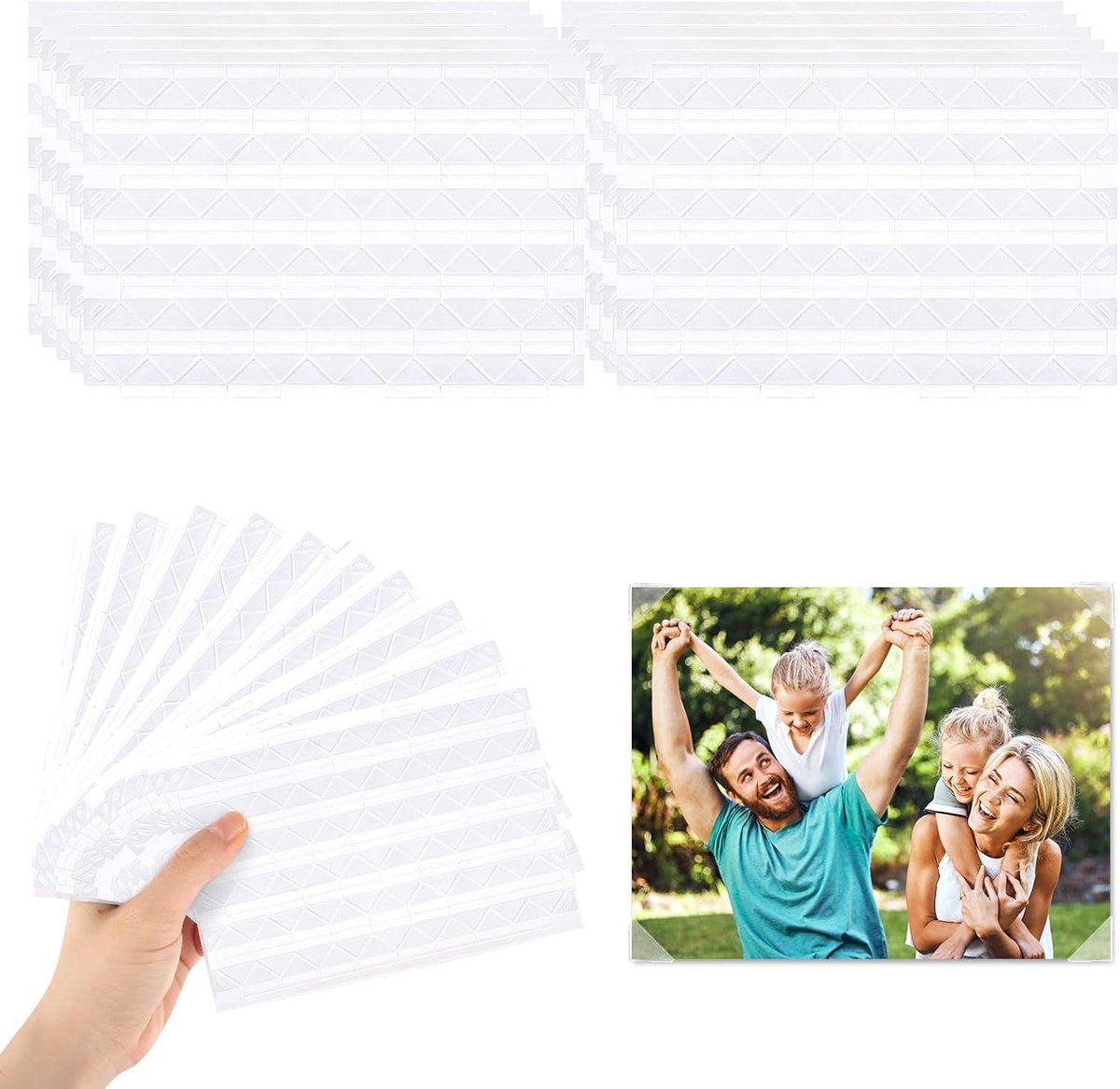 1020 stuks zelfklevende fotohoeken, fotohoekstickers, transparante fotohoeken, stickers voor foto's, scrapbooking, knutselwerk (transparant)