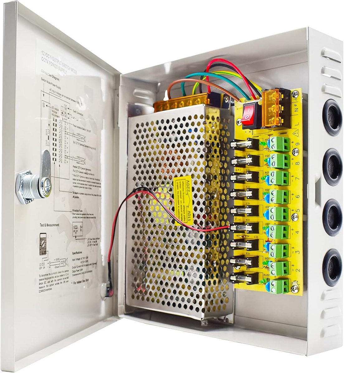 9 Kanaals Voeding Box voor CCTV Camera Videobewaking Stroomvoorziening 12V DC 10A 120W