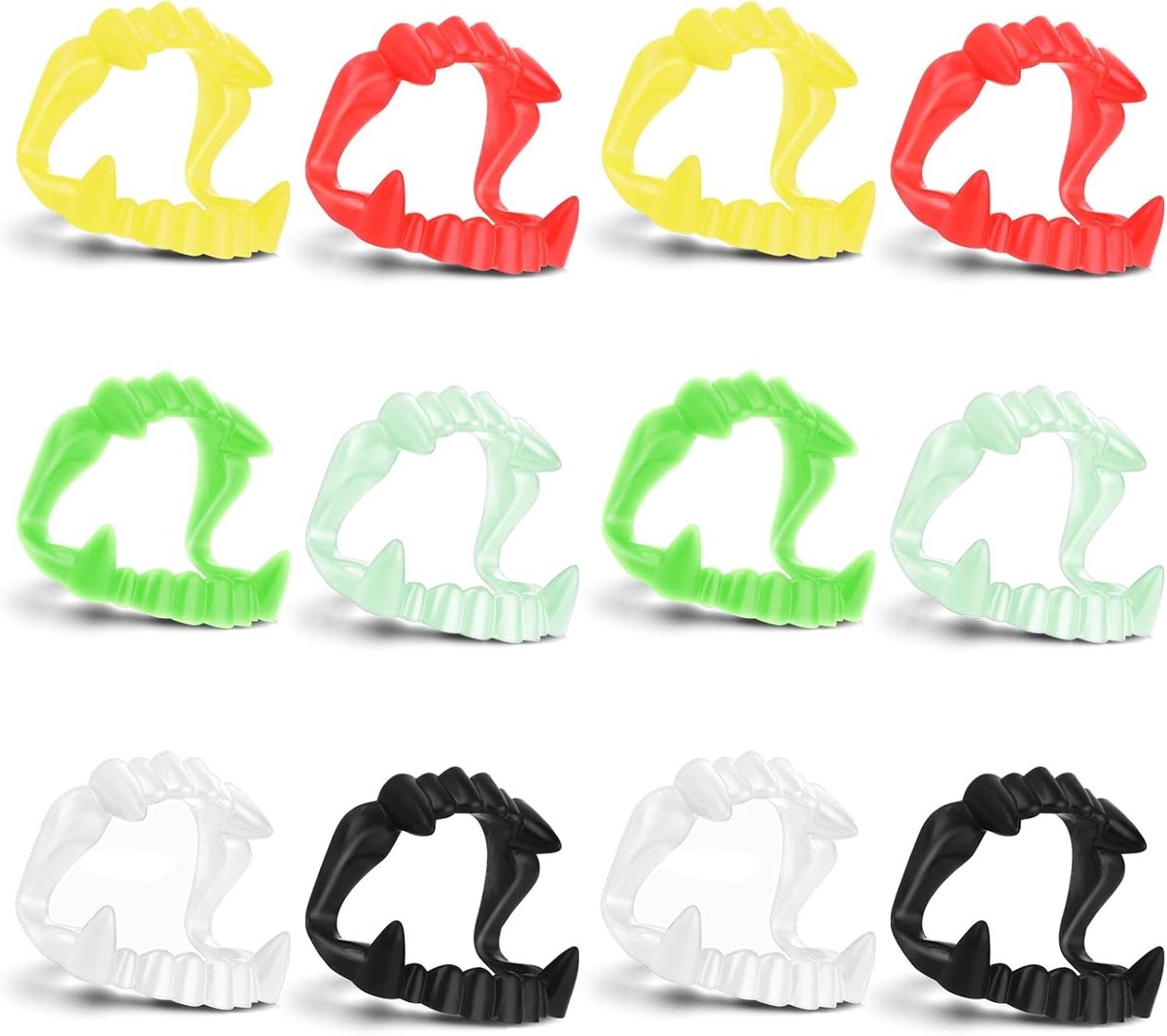 Set van 12 Oplichtende Vampiertanden voor Halloween Feest en Verkleedpartijen - Perfecte Accessoires voor Dracula Kostuum en Griezelsfeer