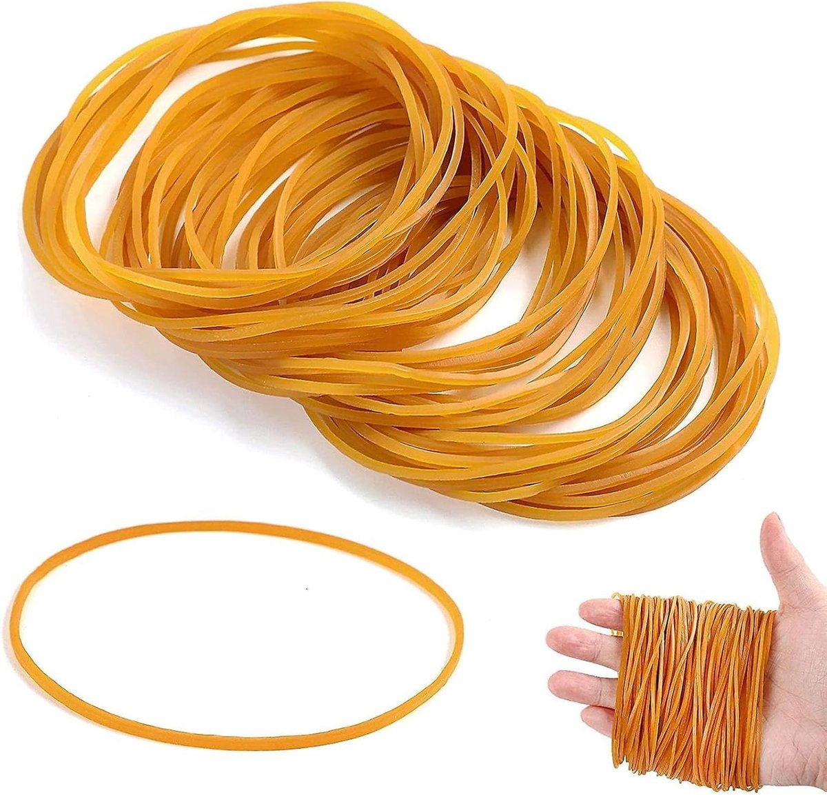 Elastieken van natuurlijk rubber, duurzaam en scheurvast, goede elasticiteit, herbruikbaar, onmisbaar voor thuis, kantoor, school (donkergeel/60 x 3 mm)