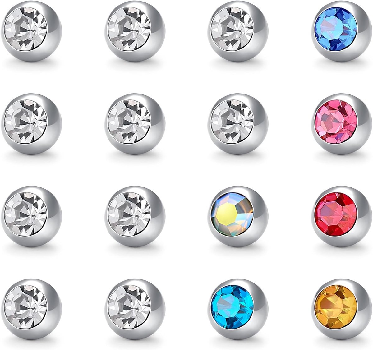 Ballen piercing set 14G chirurgisch staal draad piercing kogels vervanging 5/8mm navel piercing ballen voor piercing neus lip wenkbrauwen navel tong