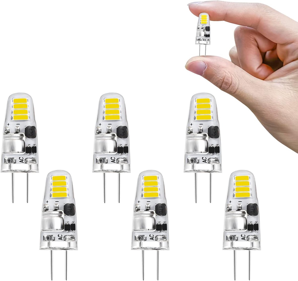LED-lampen koel wit 6000K AC/DC 12V 1.2W LED-lampen vervangen 15w halogeen gloeilamp, G4 geleid pin base lamp energiebesparing lamp, voor slaapkamer, keuken afzuigkap, eetkamer, kantoor (6pcs pack)