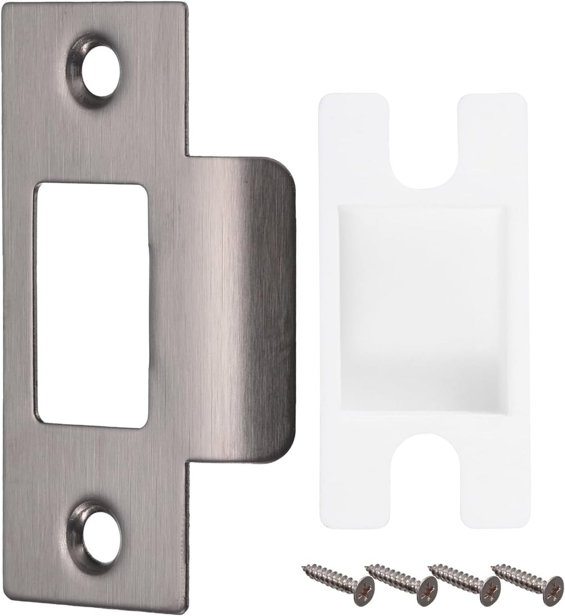 sourcing map Deursluitplaat, 70 mm x 40,3 mm, 304 roestvrij stalen grendel, sluitplaat met doos voor deurkozijn, deurposten, donkergrijs