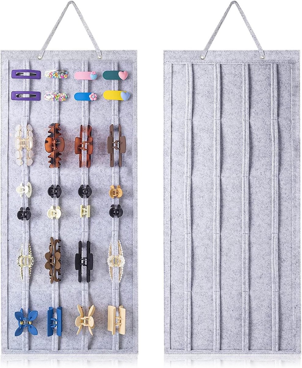 Haarklem Opbergdoos - Haaraccessoire Houder - Orde Scheppen - Verdikt Vilt Materiaal - 80 x 35 cm - Grijs