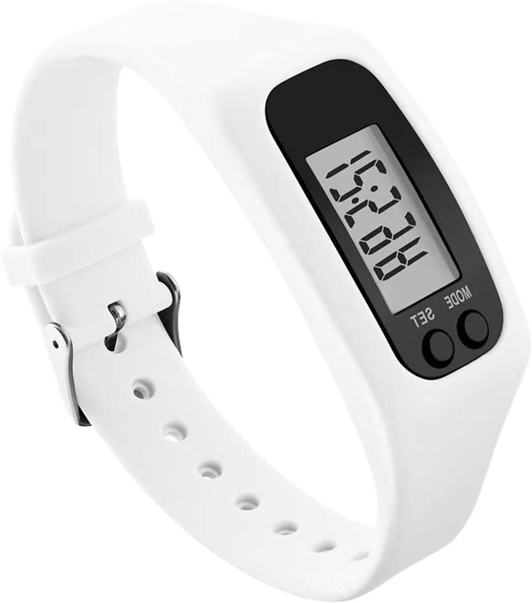Stappenteller Horloge - Activiteit Monitor - Fitness Doelen - Standalone Werking - 25 cm Lengte - Wit