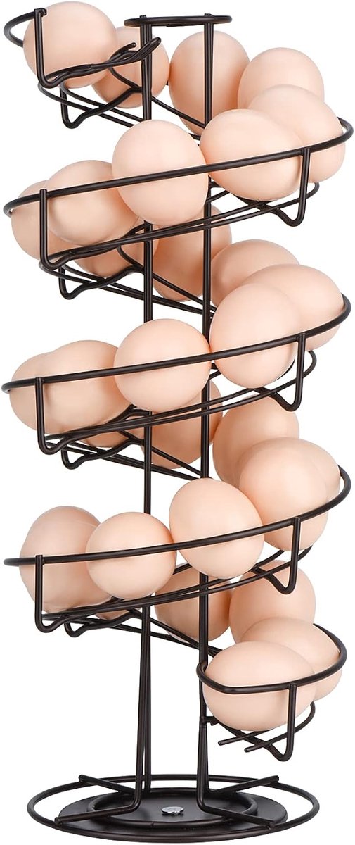 Eierdispenser, Eierdispenser Spiraalopslag Bevat Ongeveer 30-36 Eieren, Eierhouder Kan Eieren Opslaan en Markeren in Volgorde - Bruin | Spiraalvormige eiermand, 360 graden draaibaar, met antislip onderkant, eierorganizer voor de keuken, bruin