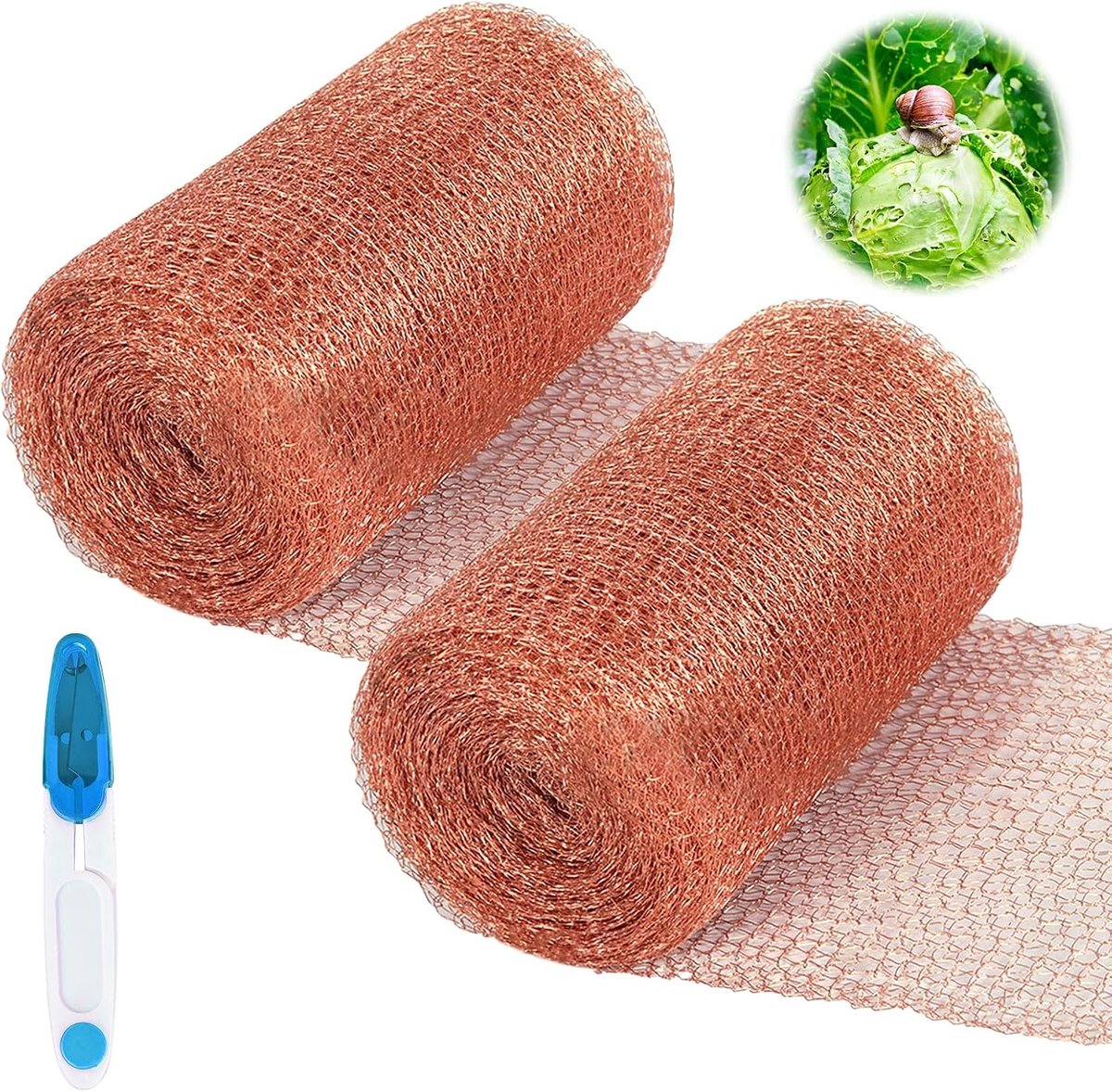2 rollen koperen roosterrol, kopernet, metalen rooster, koperweefselbescherming, kopervlechtwerk, gebreid koperdraadgaas, slakkenbescherming voor muizen, insect, vogels (6 m x 127 mm)