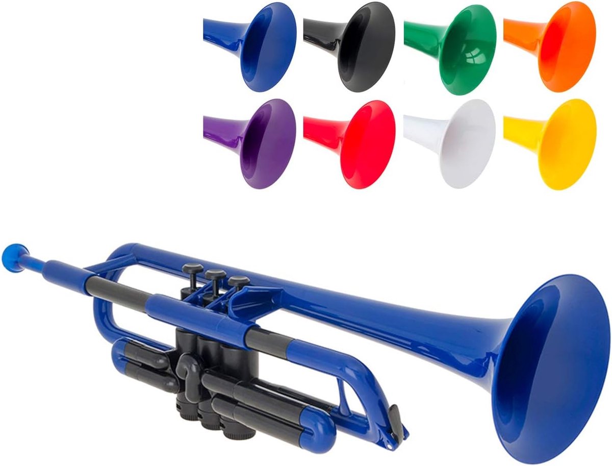 pTrumpet Plastic Trompet met 3C en 5C mondstuk en draagtas - Bb Student - Blauw