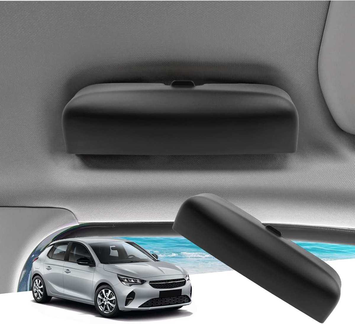 0pel Corsa F/Astra L/Grandland X 2020-2023 2025 Zonnebrilhouder Brillenetui, Corsa-e Opbergdoos Organizer, OEM Origineel, Compatibel met Opel Corsa F Accessoires [Verbeterd Plus] (Zwart)