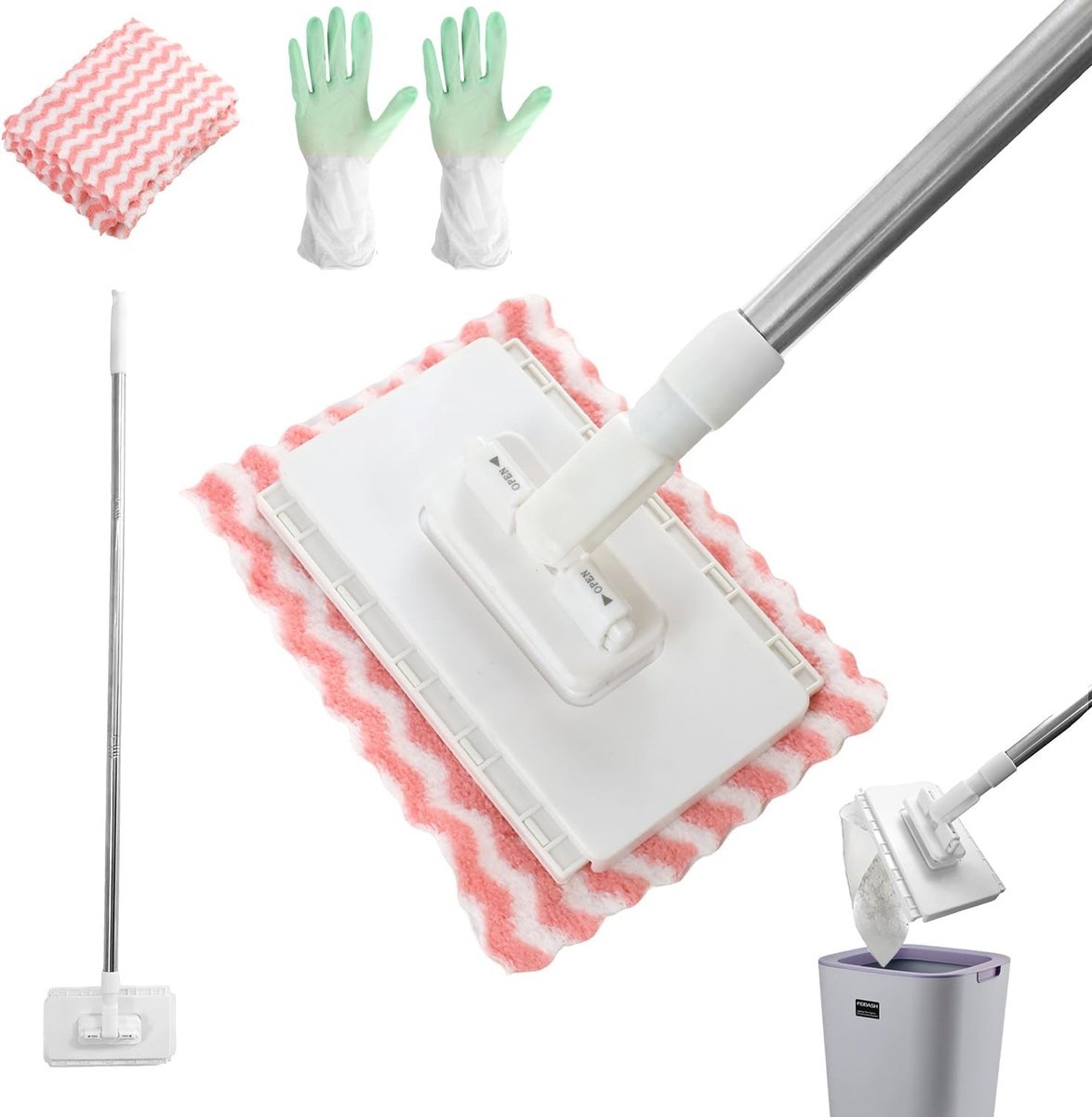 Dweilmop met Drukklemsysteem - Microvezel - Telescopische Steel 100cm - Hygienisch - Voor Huishoudens