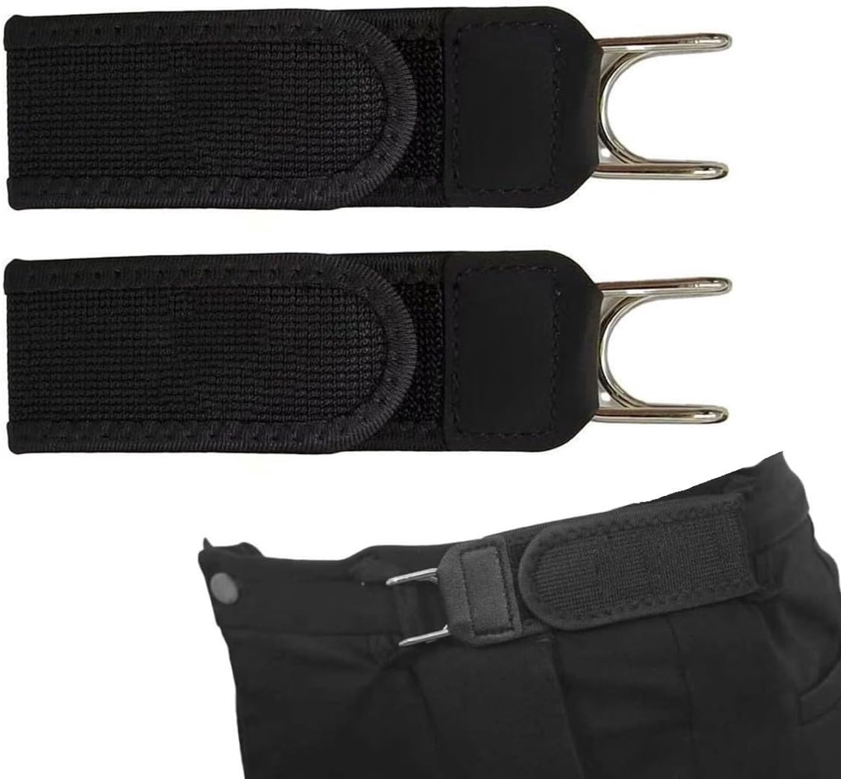 2 Stuks Onzichtbare Elastische Riem, Verstelbare Stretch Riem met Metalen Haak, Comfortabele Broekhouder zonder Gesp voor Jeans en Pak voor Dames en Heren