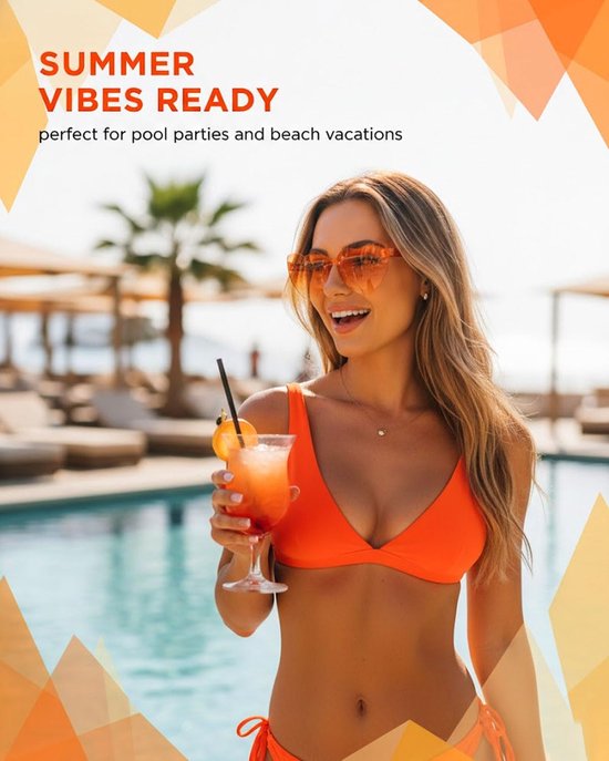 2 Stuk Hartvorm Zonnebril herzbrille oranje, herzbrille, zonnebril oranje, Brille Mode Hart Übergroße Mode Zonnebril Bril voor Dames(Gradient) — afbeelding 5