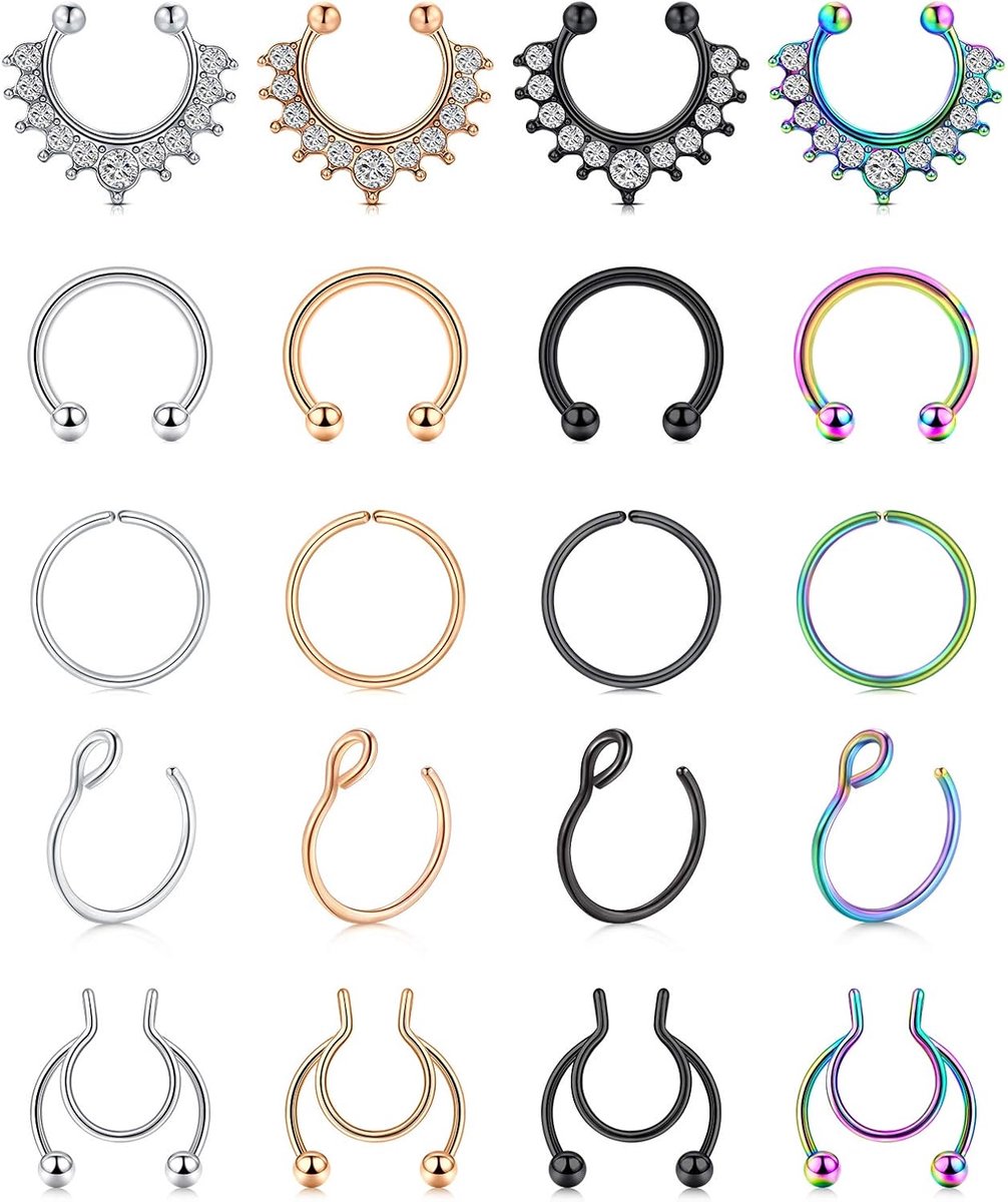 Oor manchet voor vrouwen roestvrij staal niet piercing oorbellen hoepel nep oorbellen faux piercing oormanchetten kraakbeen oorclips set voor mannen vrouwen