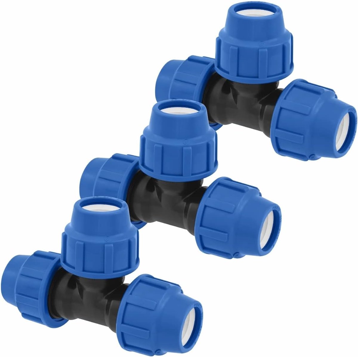 PE Pijpfitting 20mm x 20mm x 20 mm Fitting PN16 DVGW Drinkwater gecertificeerd - Klemverbinding - PP T-Piece Koppeling Compatibel met PE80 PE100 Pijpen - 3-Pack