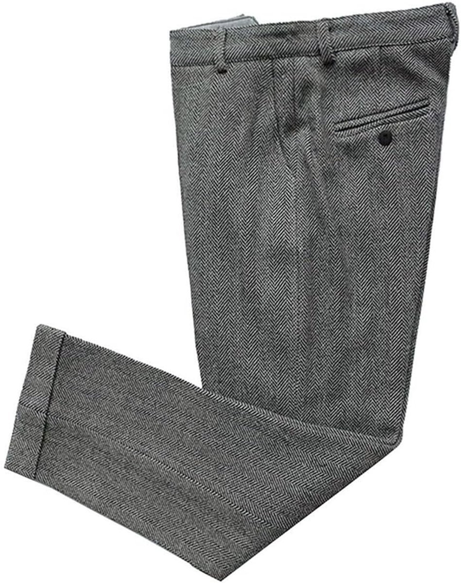 Herringbone Vintage tweed jurk voor heren, regular fit, zakelijk pak, broek