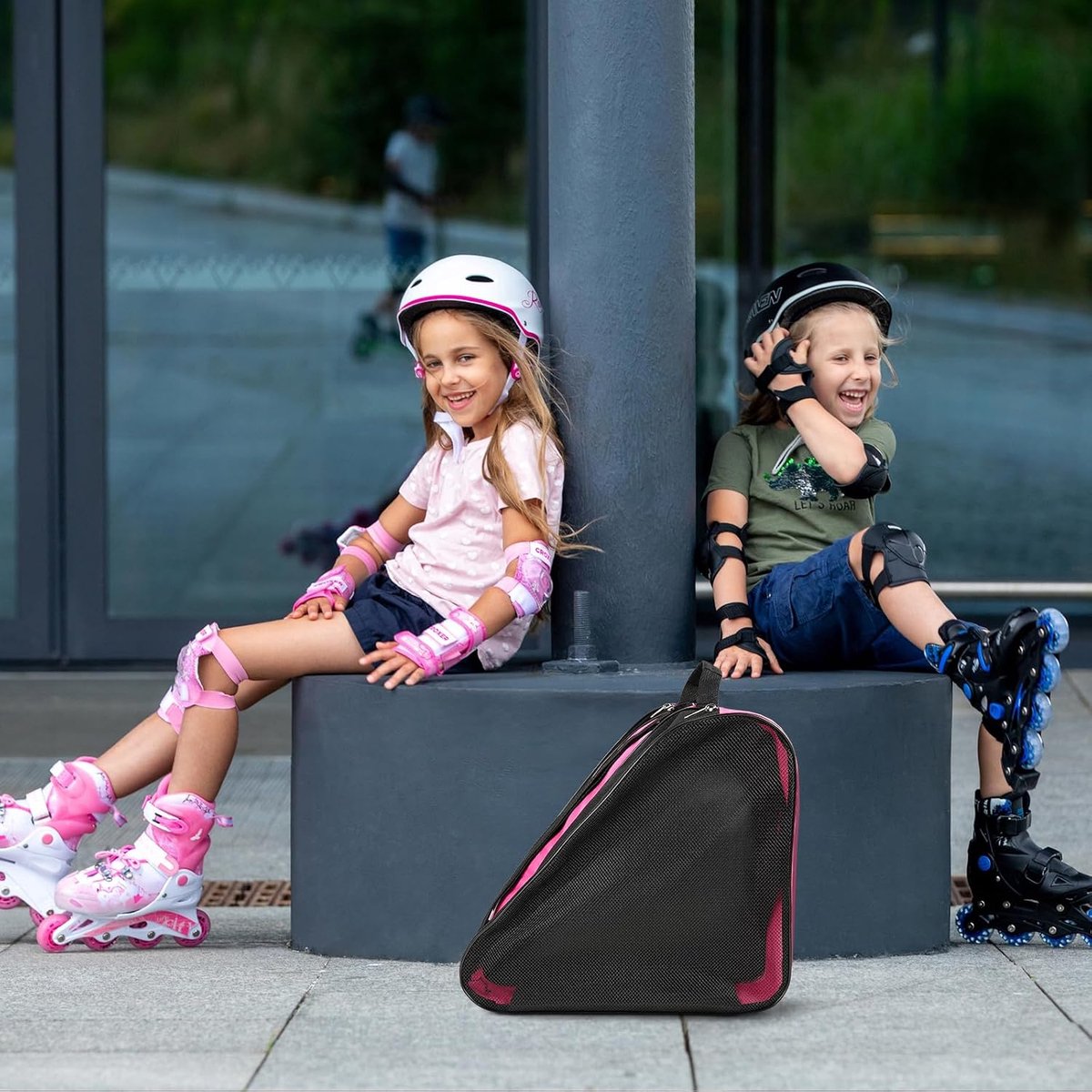 Rolschaatstas voor kinderen, uniseks schaatstas met verstelbare schouderriem, skateschoentas en rolopbergtas, Oxford-doek, rolschaatsaccessoires voor jongens en meisjes