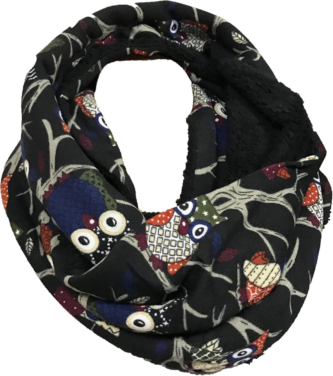 wollige warme wintersjaal fleece uil UHU Kautz colsjaal ronde sjaal teddyvoering