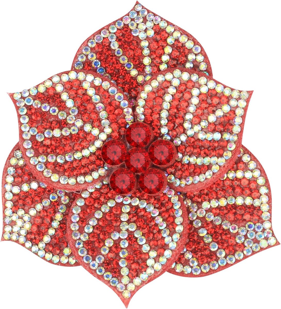 Mecool De roos haarspeld kunstkristal dubbele bloemblaadjes broche hoofdtooi voor vrouwen meisjes party rood