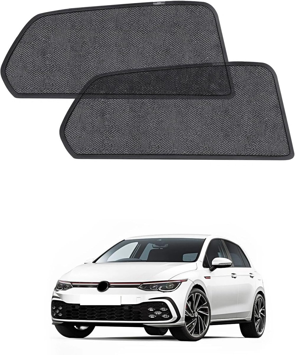 Autozonwering voor VW Golf 8 (2020-2025), zonneschermen voor achterste zijramen, ademend, uv-bescherming en warmte-isolatie, dubbele bescherming voor camping, set van 2