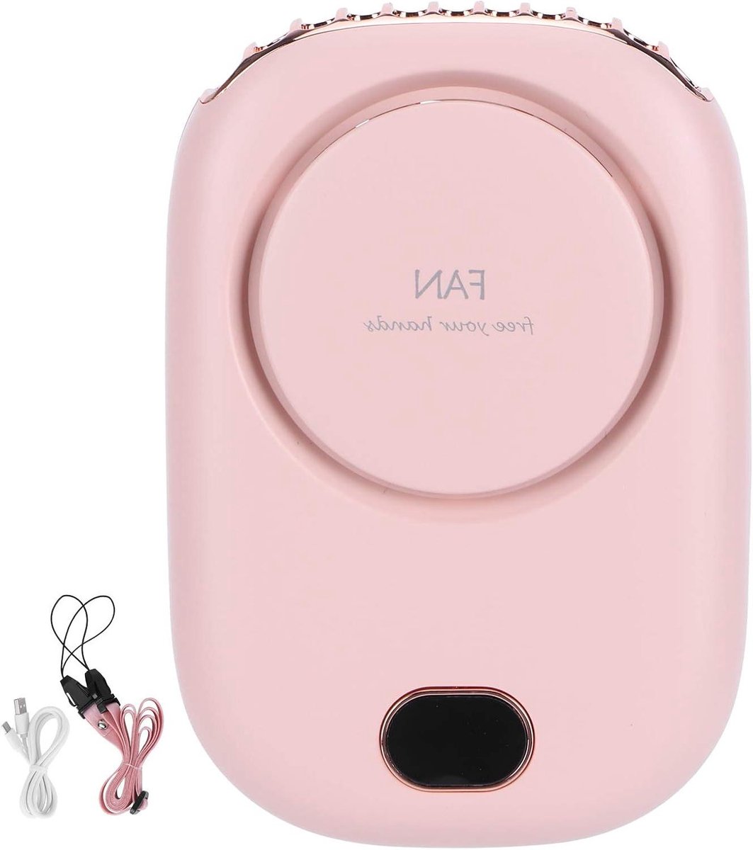 Draagbare Nekventilator - Persoonlijke Koeler - Buiten Activiteiten - Bladloos en Stil - 2000 mAh Batterij - Roze