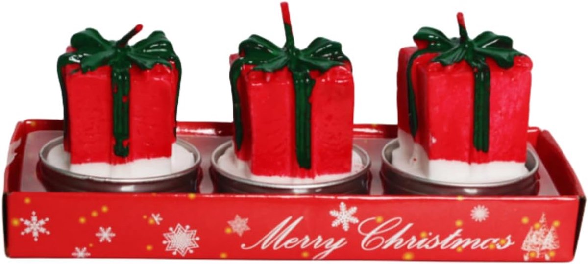 Set van 3 Theelicht Kaarsen Ongeparfumeerde Kaarsen voor Kerst Decoratie (Geschenkdoos)