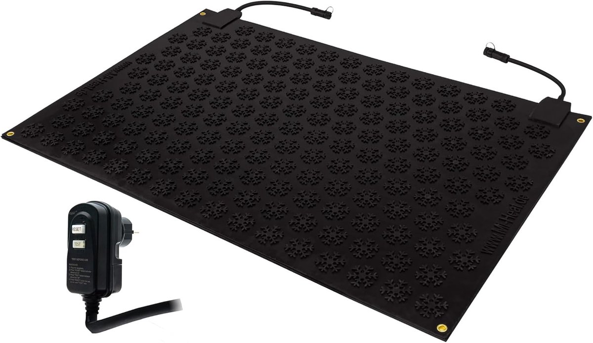 SnelShoppen - Gummi Verwarmingsmat 70x110 cm met 1.8 m Aansluitsnoer en ALS RCD - Antislip, Duurzaam EPDM Rubber voor Buiten, Ideaal voor Loopplaatsen