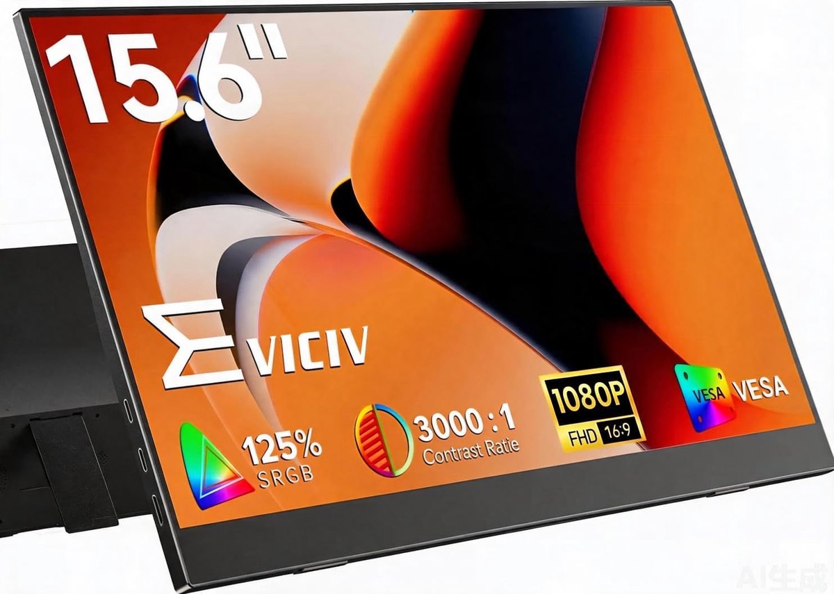 Portable Monitor 15.6 Inch - 125% sRGB - 1080P FHD - Ideaal voor Laptop/PC/Telefoon - SnelShoppen