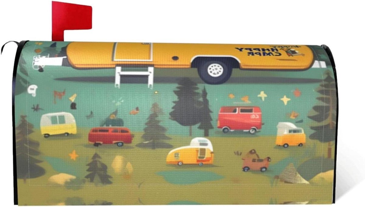 Brievenbushoes Camper - Brievenbusdecoratie Mailbox - Tuin Decoreren - Magnetisch en Waterdicht - 45.7 cm X 53.3 cm - Zwart