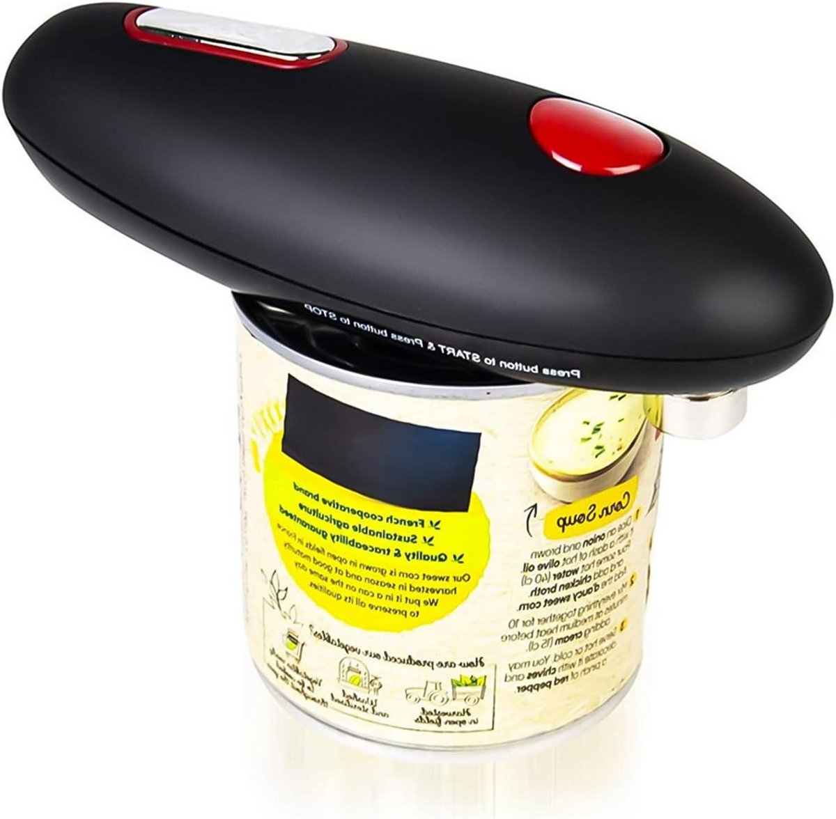 Elektrische Blikopener - Automatische opener - Keuken Hulp - Snijdt gladde rand - Compact formaat - Zwart
