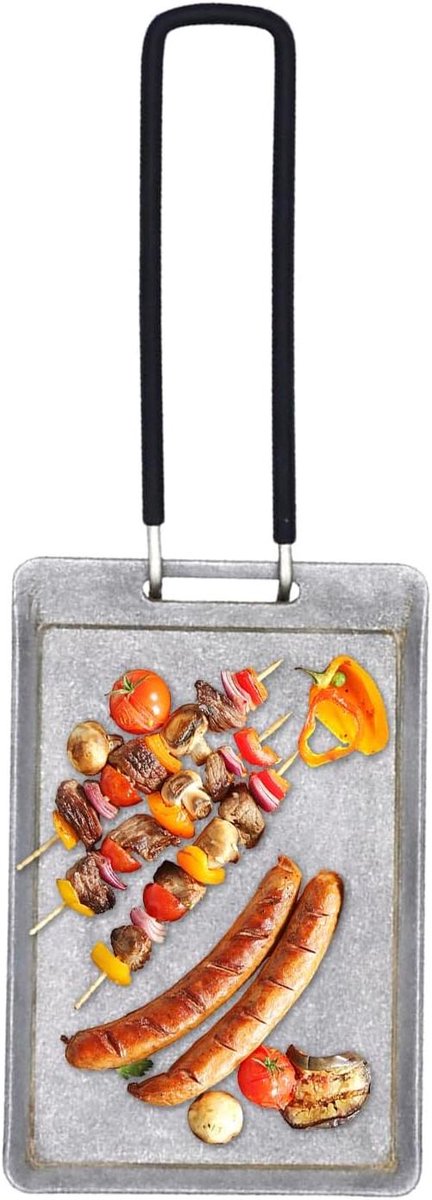 Barbecue Grill Warmteplaat - Platte bakplaat Grillpan - Buiten Koken - Antiaanbaklaag - 16L x 12B cm - IJzer