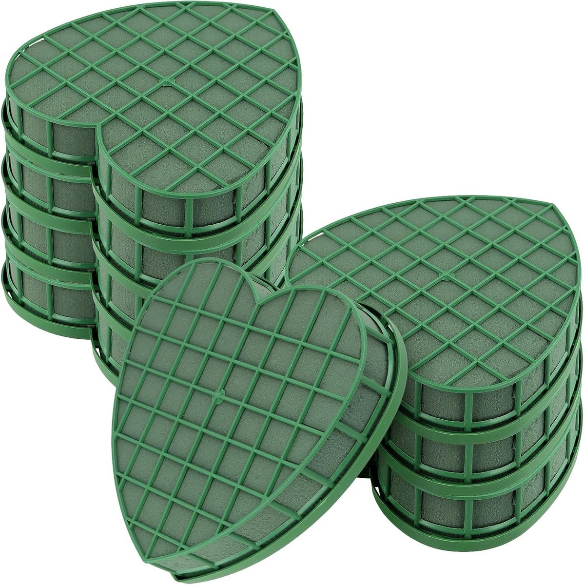 8 stuks hartvormig steekschuim, ideaal voor bloemstukken, bruiloften en decoratie, 20 x 19,5 cm met zuignappen en rasternet