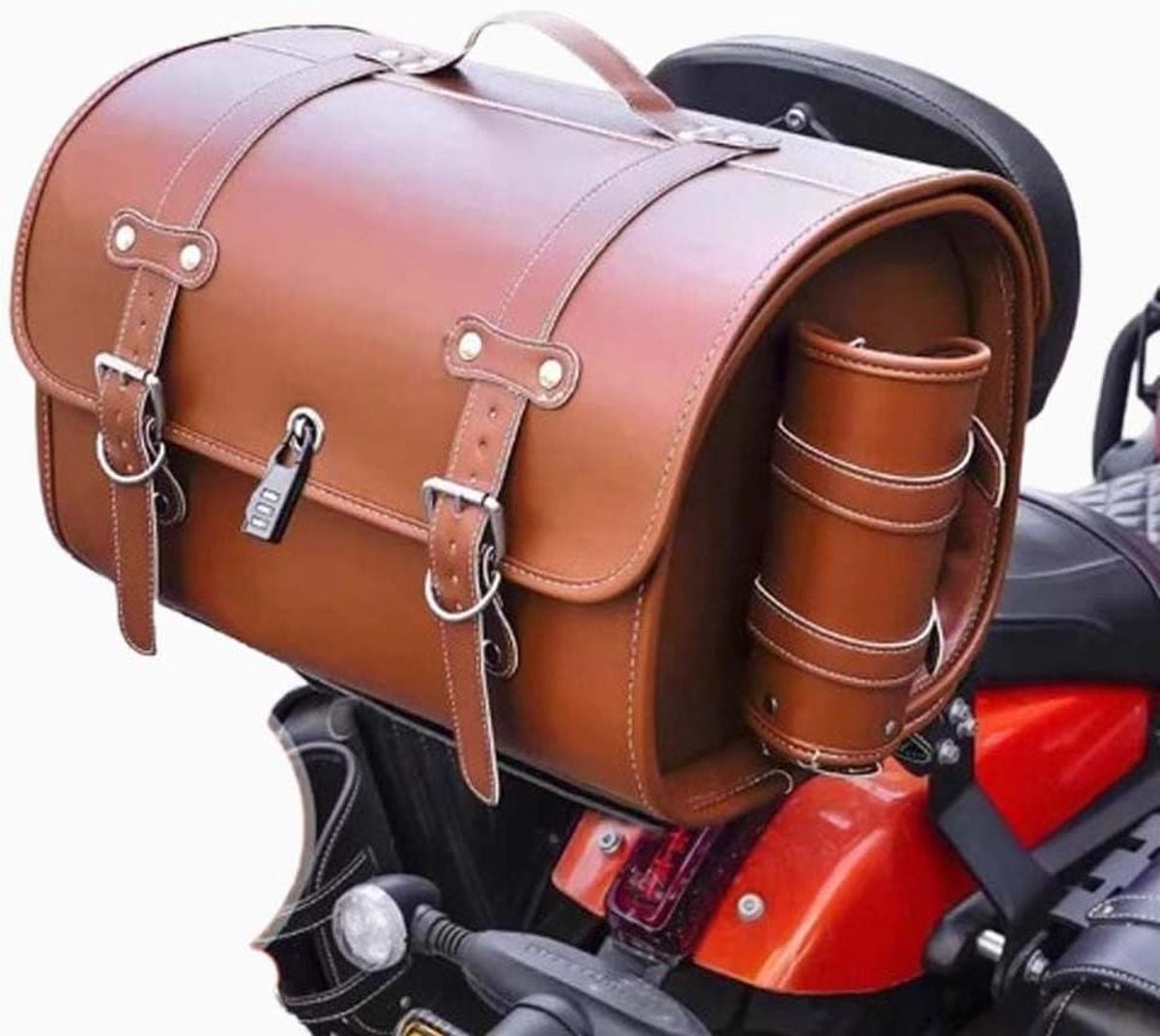 Motorfiets Achterzak - Motor Koffer Zadeltas - Motor Rijden - Waterdicht PU Leer - 33 Liter - Bruin