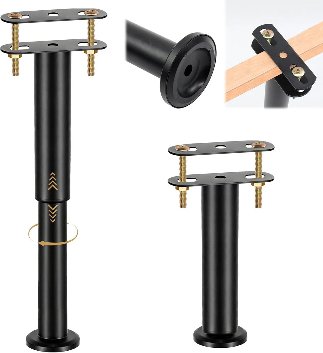 2 Pcs Bed Legs, 25-43 cm, Height Adjustable Bed Legs, Spare Parts, Steel Bed Support, Rubber Center Bar, Non-Slip - ShopVlot