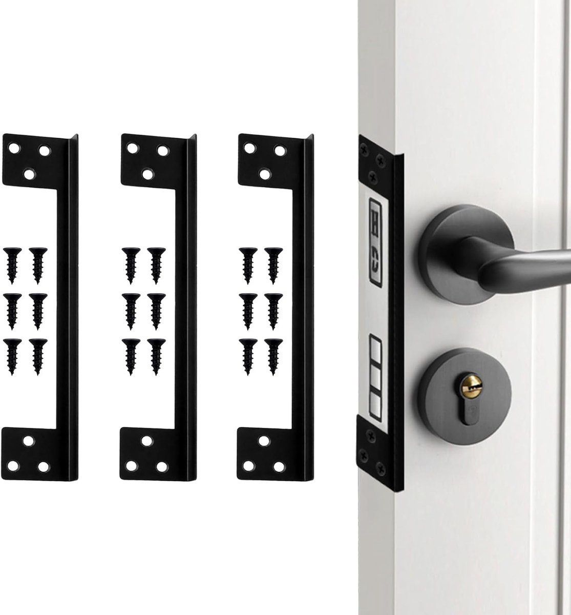 SnelShoppen - 3 Stuks RVS L Vorm Deurslot Beschermplaat 7 Inch Schroef Bevestigde Buiten deur Beveiliging Bescherming voor Links en Rechts Openende Bu