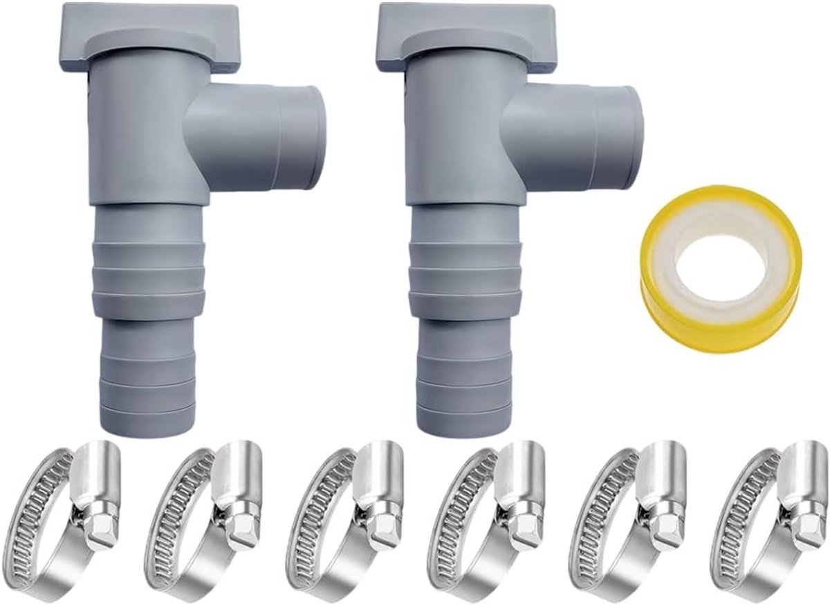 Anlising Afsluitkraan voor zwembad, 2 stuks zwembadslangadapter, onderhoudskraan/afsluitkraan voor zwembaden met 6 - ShopVlot