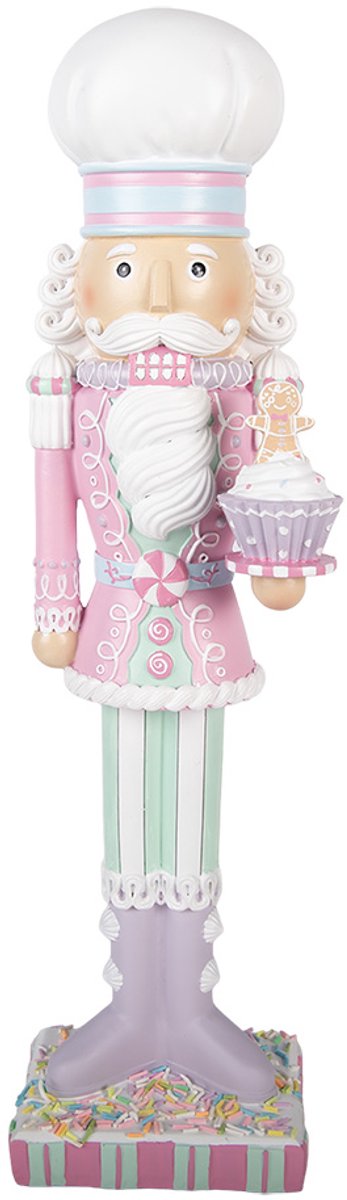 Clayre & Eef Kerstdecoratie Beeld Notenkraker 13x11x47 cm Roze Kunststof