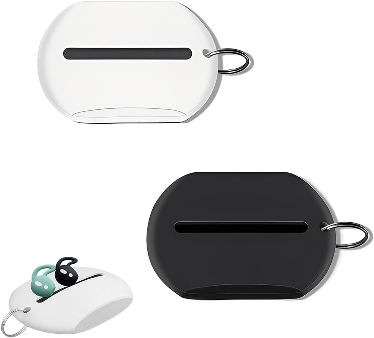 SnelShoppen - 2 x Silicone Beschermhoezen voor Oordopjes en Draadloze Oordopjes, Geschikt voor Alle Bluetooth Hoofdtelefoons (Zwart, Wit)
