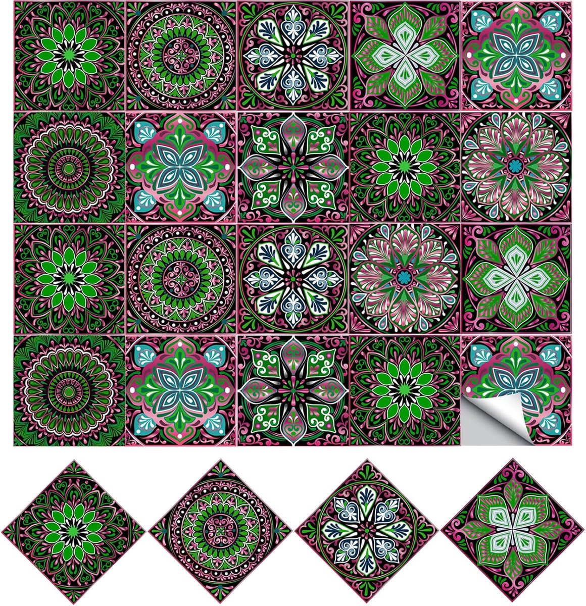 Tegels Stickers Set van 20 - Retro Mozaïek - Zelfklevend - Eenvoudig te Reinigen - ShopVlot