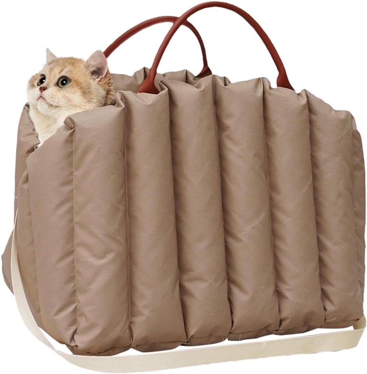 Honden Transportbox - Huisdier Reistas - Veilig Vervoer - Verstelbare Opening - 45 x 17 x 17 cm - Kaki