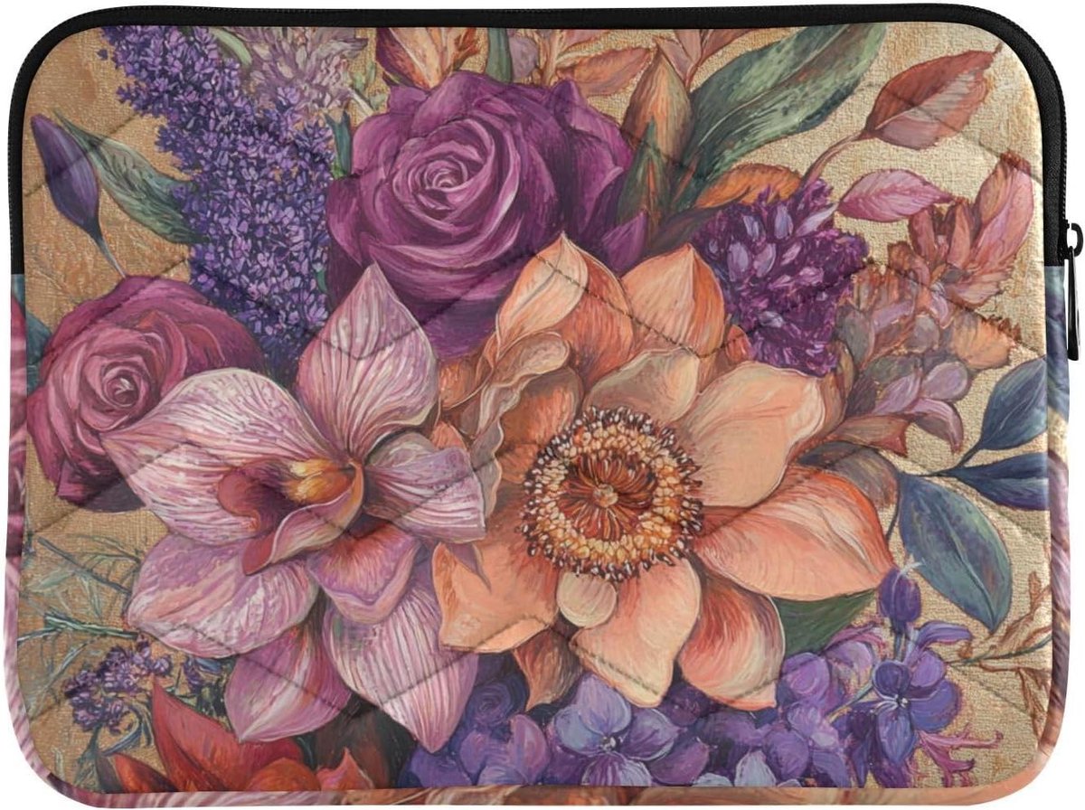 Laptop Sleeve - Laptoptas Beschermhoes - Veilig Vervoeren - Multi-laagse Bescherming - 13-14 inch - Bloemenprint