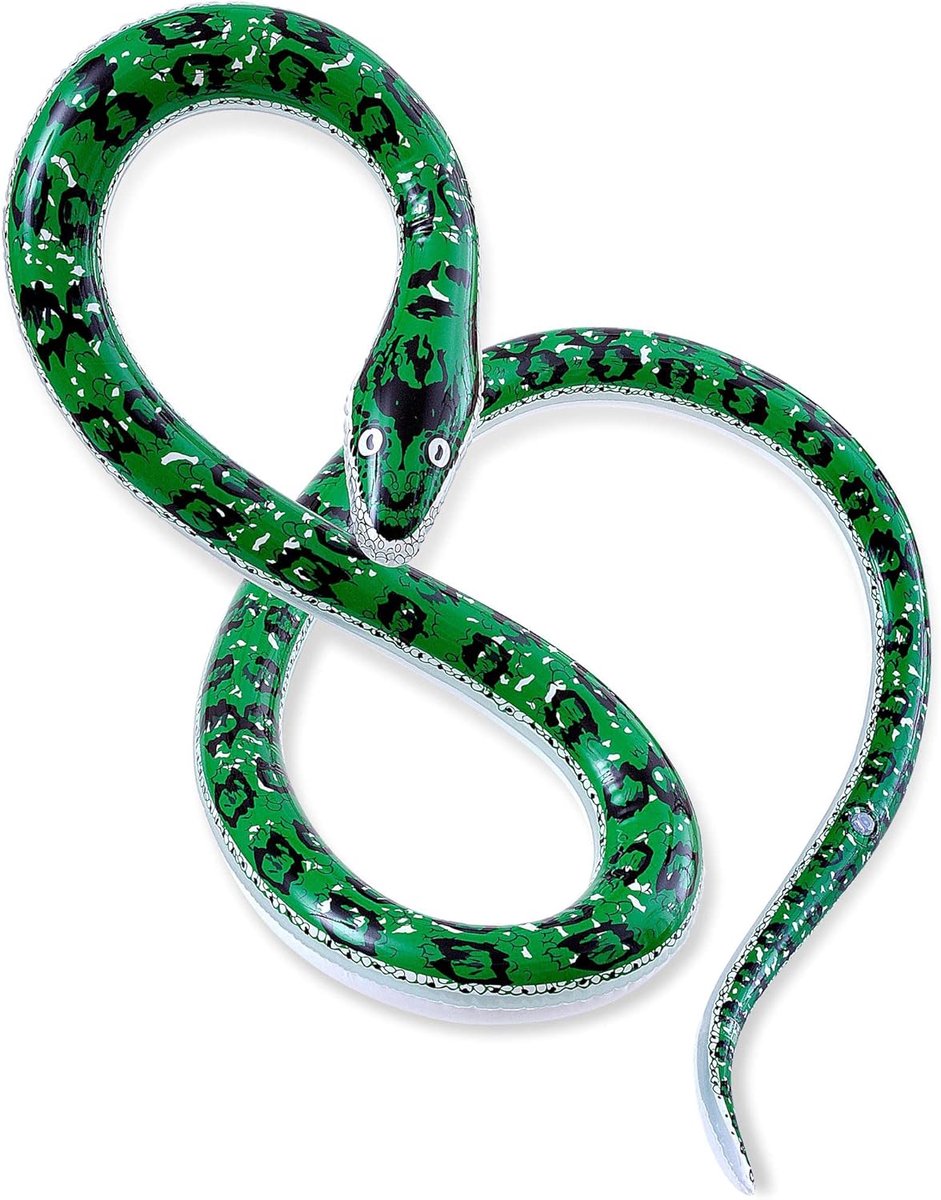 Opblaasbare slang 152 cm - Donkergroen met zwarte stippen - Jungle decoratie - Perfect voor themafeesten - SnelShoppen