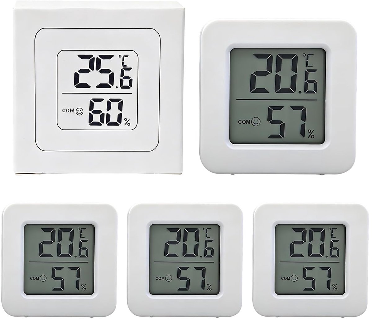 Luchtvochtigheidsmeter mini - digitale thermometer - LCD-display - ideaal voor binnengebruik - SnelShoppen