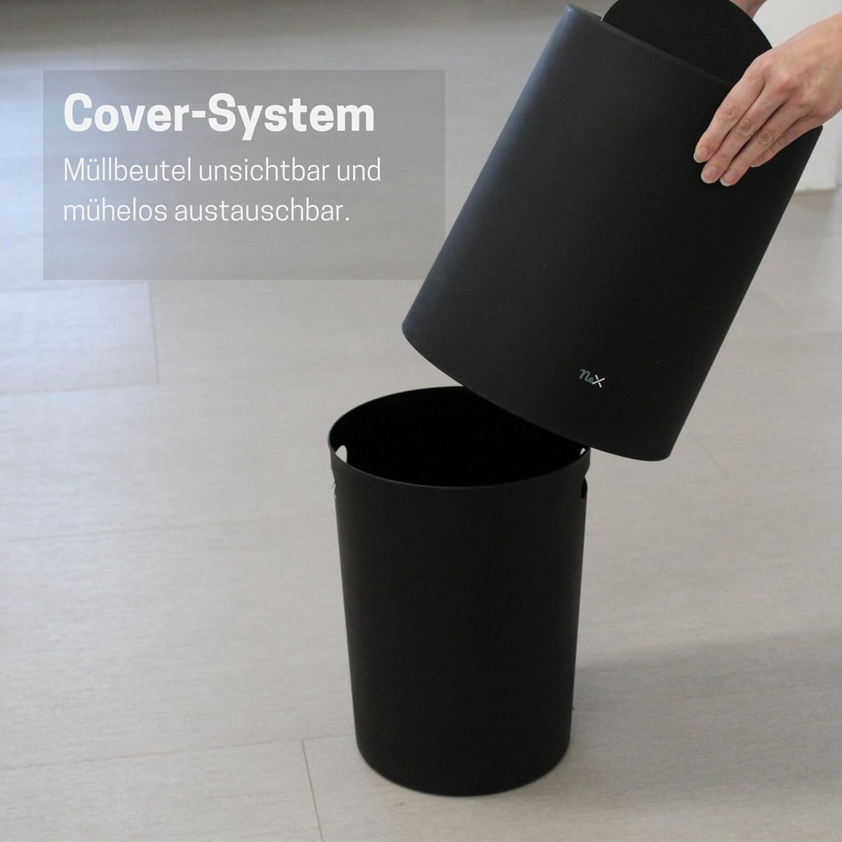 SnelShoppen - 12L Prullenbak met Swingdeksel Zwart Mat - Elegante Afvalbak voor Badkamer, Toilet, Kantoor en Cosmetica - Hoogwaardige Kunststof, Compa