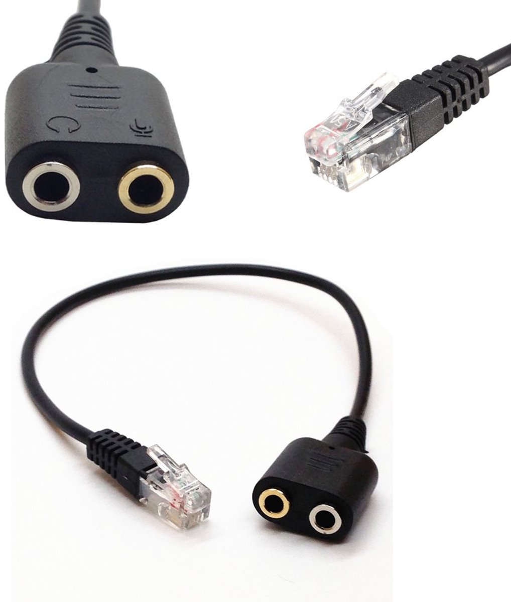 CentBest 3.5mm to RJ9 RJ10 Cable PC Headset Phone Headphone Adapter Cable Converter for Avaya 1600 9600 SNOM Yealink - ShopVlot