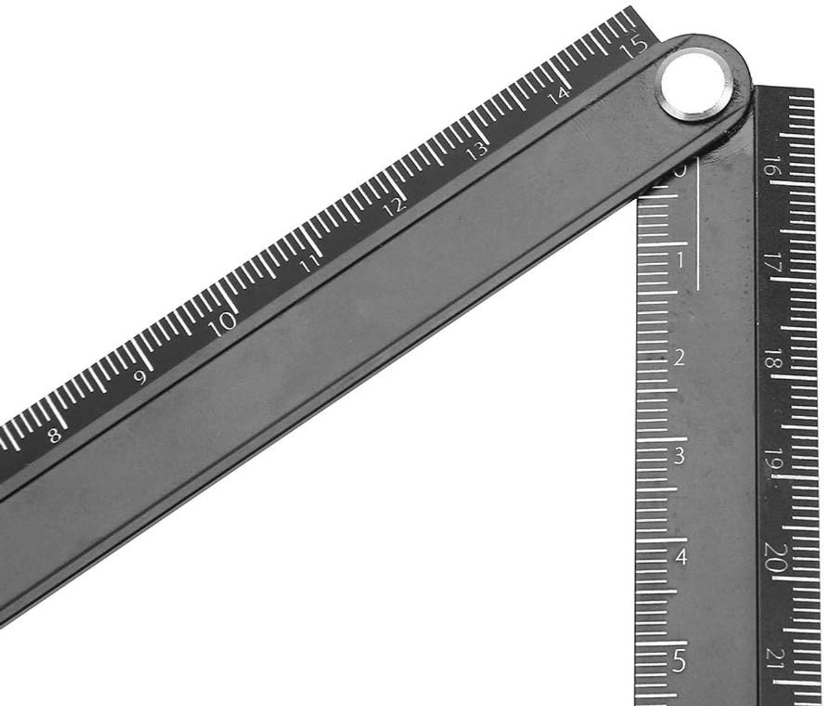 SnelShoppen - Vouwbare Liniaal 0-300mm, Aluminium Legering, 90° Hoek, Metalen Meetlat voor Schrijven, Compact en Duurzaam