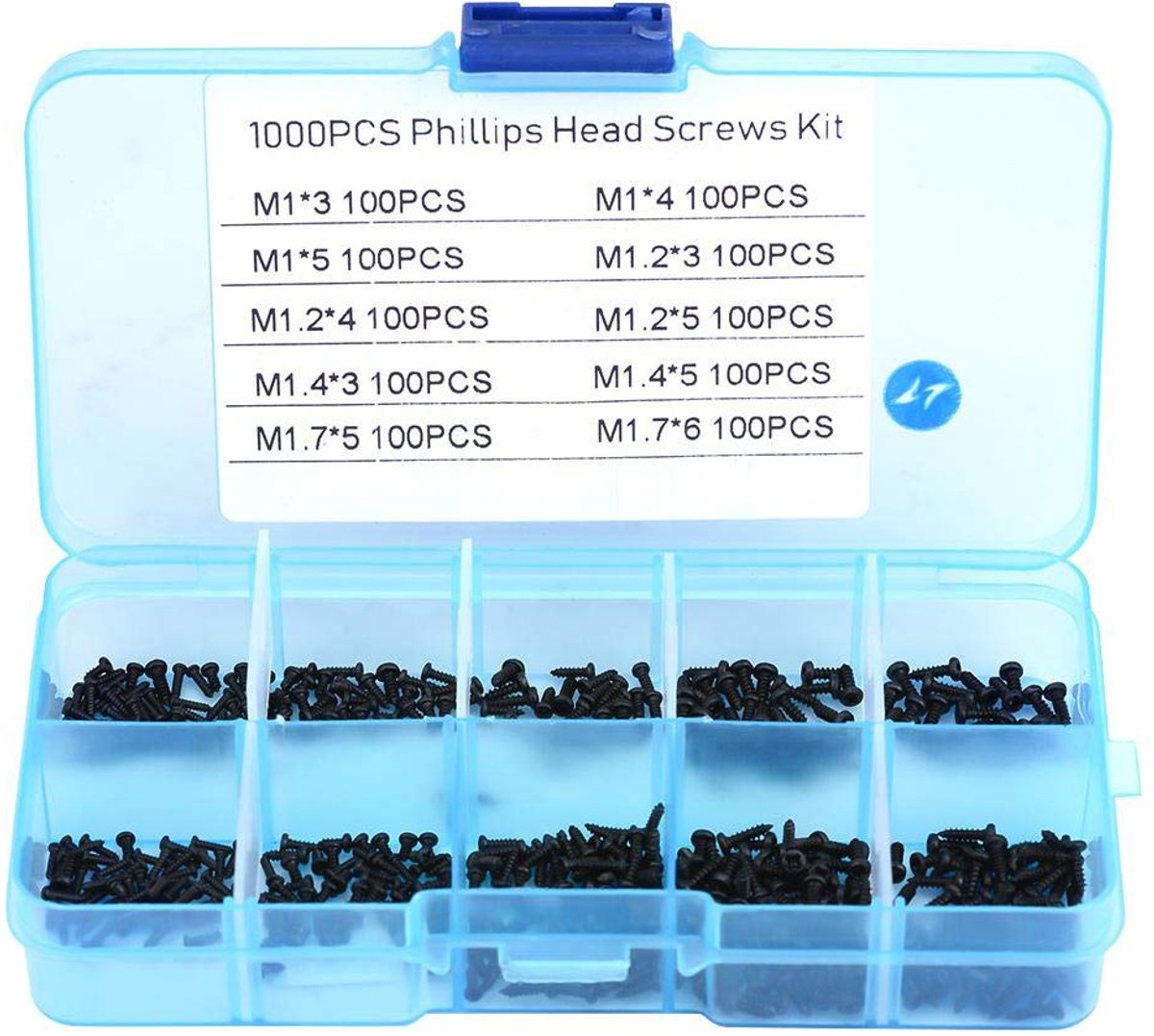 SnelShoppen - Zelftappende Schroeven Set, 1000 Stuks Micro Kleine Schroeven Assortiment M1 M1.2 M1.4 M1.7 RVS