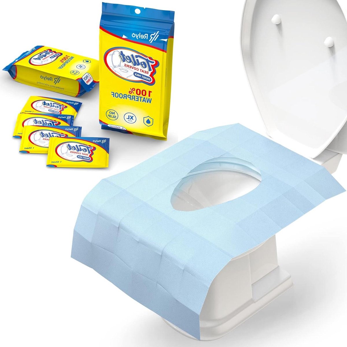 Wegwerp WC Hoezen - Toiletstoelhoezen Reis Hoezen - Openbaar Toilet Gebruik - 100% Waterdicht - XL formaat - Wit