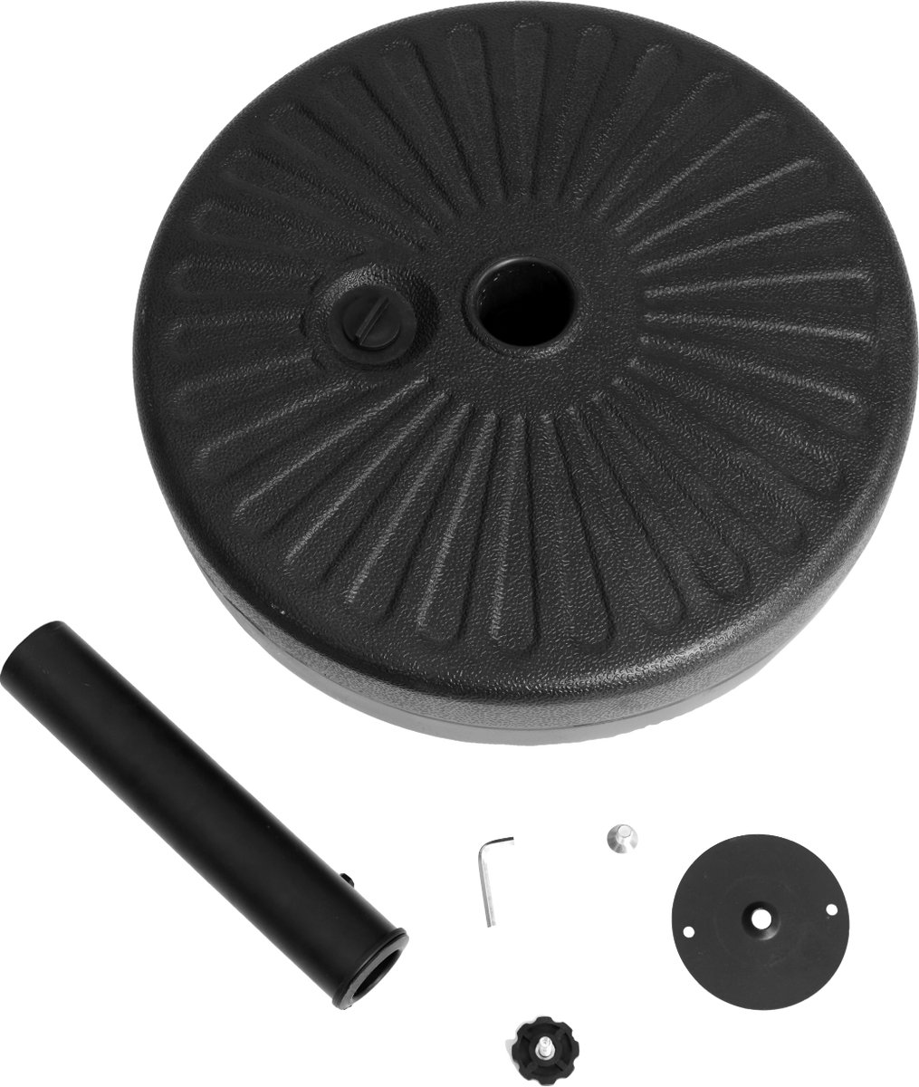 MODENUIT Parasolvoet – Vulbaar met Water of Zand – 49,5 cm – Kunststof en Metaal – Zwart – Buiten