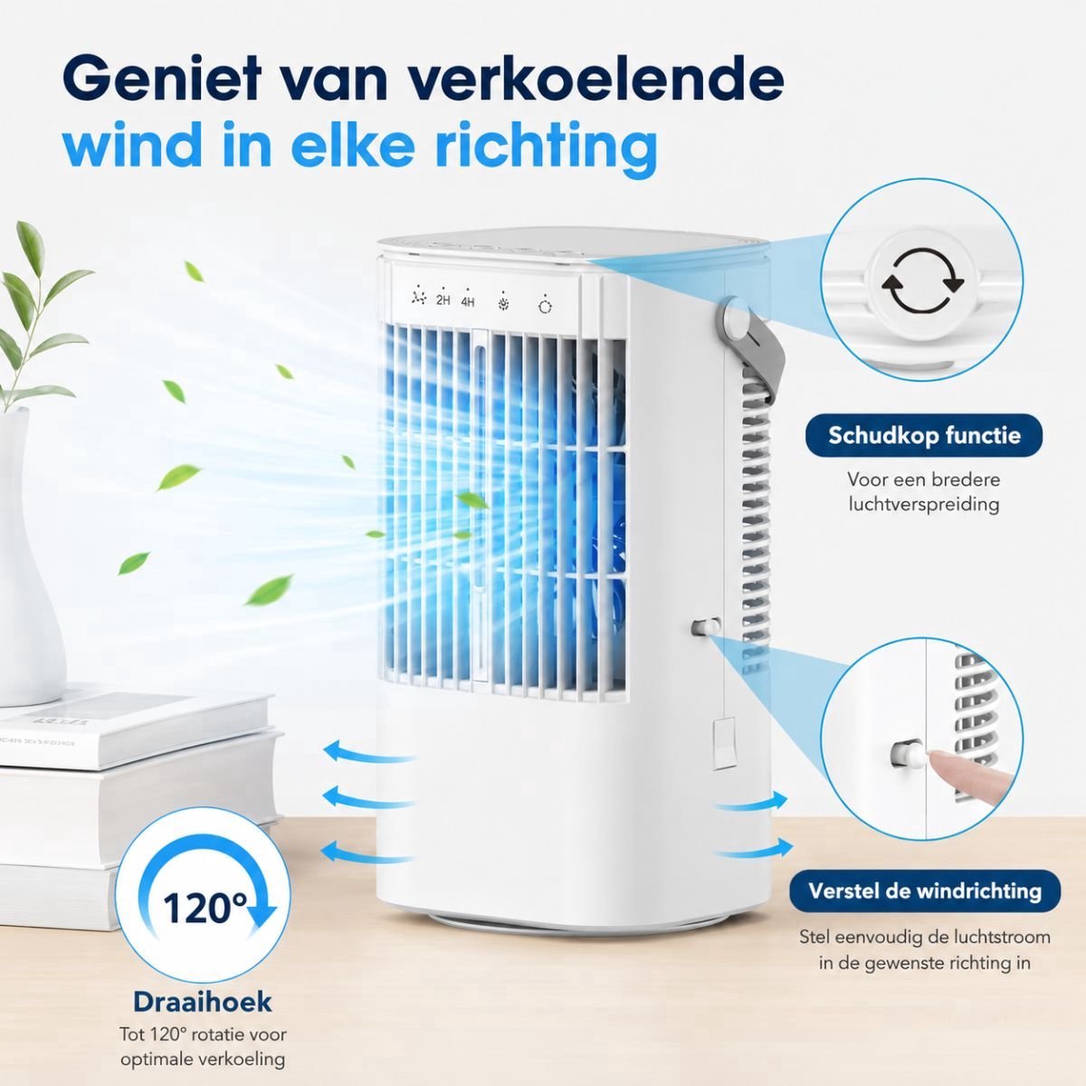 Mini Airco met Water - Luchtkoeler 3-in-1 - Mobiele Airco Zonder Afvoerslang -Tafelventilator - USB-C Aircooler - Ventilator & Draagbare Airco - Mobiele Airco - 900ML Watertank – foto 4